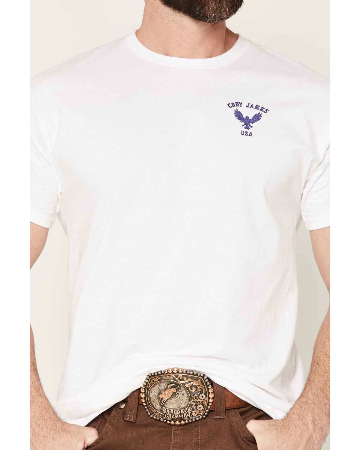 Image #3 - Cody James Men's USA Eagle Embroidered Short Sleeve Graphic T-Shirt, White, hi-res