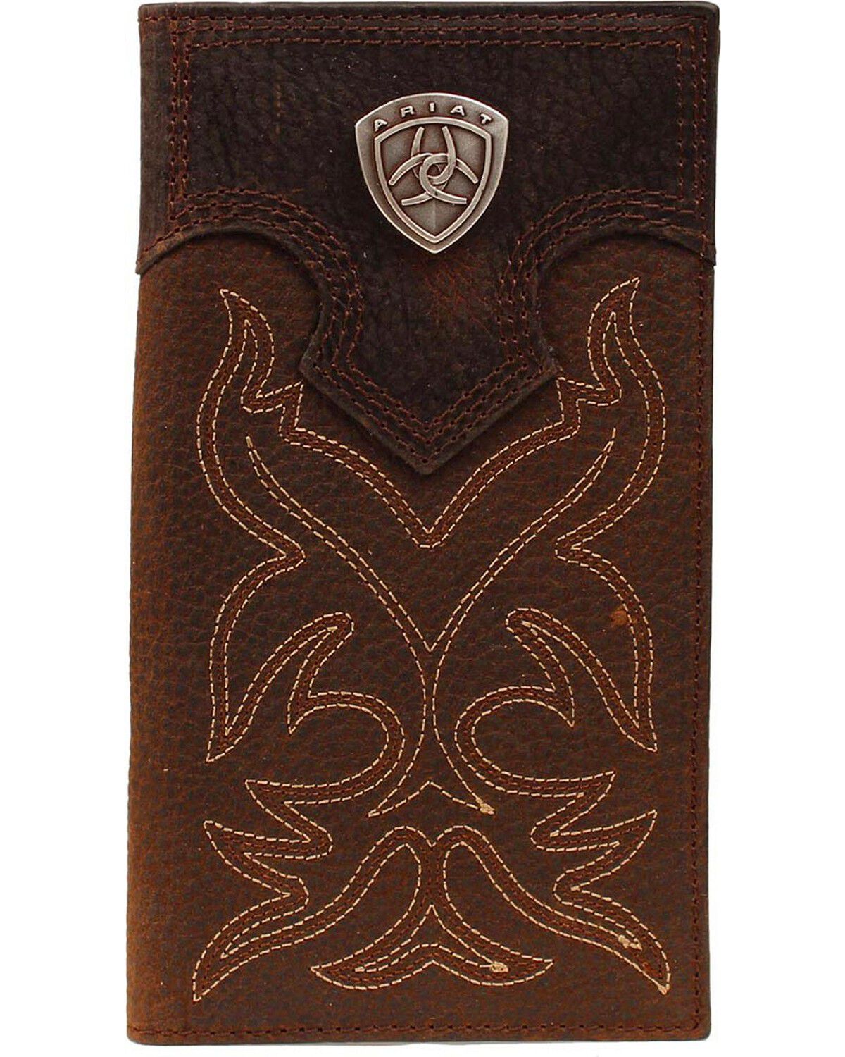 Ariat Men's Rodeo Bi-Fold Checkbook Wallet, Brown, hi-res
