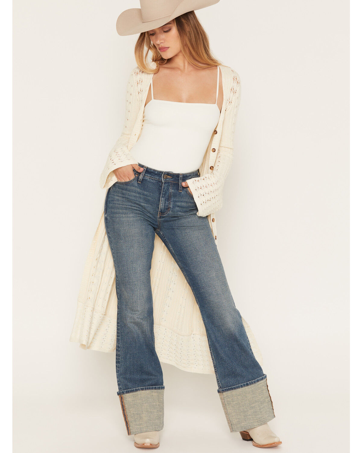 Cleo + Wolf Women's Duster Cardigan, Natural, hi-res