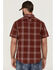 Image #4 - Brothers and Sons Men's Large Plaid Short Sleeve Button-Down Western Performance Shirt, Red, hi-res