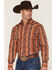Image #2 - Ely Walker Men's Wallpaper Floral Print Long Sleeve Pearl Snap Western Shirt, Rust Copper, hi-res