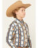 Image #2 - Ariat Boys' Striped Southwestern Long Sleeve Button-Down Western Shirt, Blue, hi-res