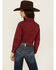 Image #4 - Ariat Girls' Conversation print Long Sleeve Pearl Snap Western Shirt , Red, hi-res