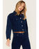 Image #2 - Cleo + Wolf Women's Cropped Corduroy Jacket, Indigo, hi-res