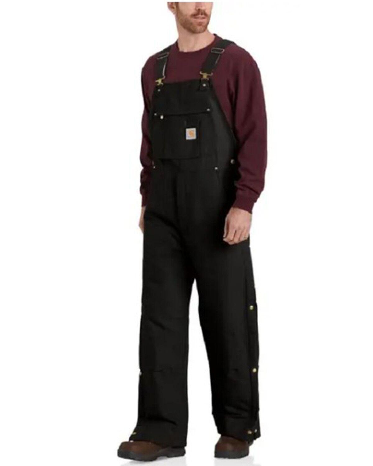 Image #1 - Carhartt Men's Loose Fit Firm Duck Insulated Bib Overalls - Tall, Black, hi-res