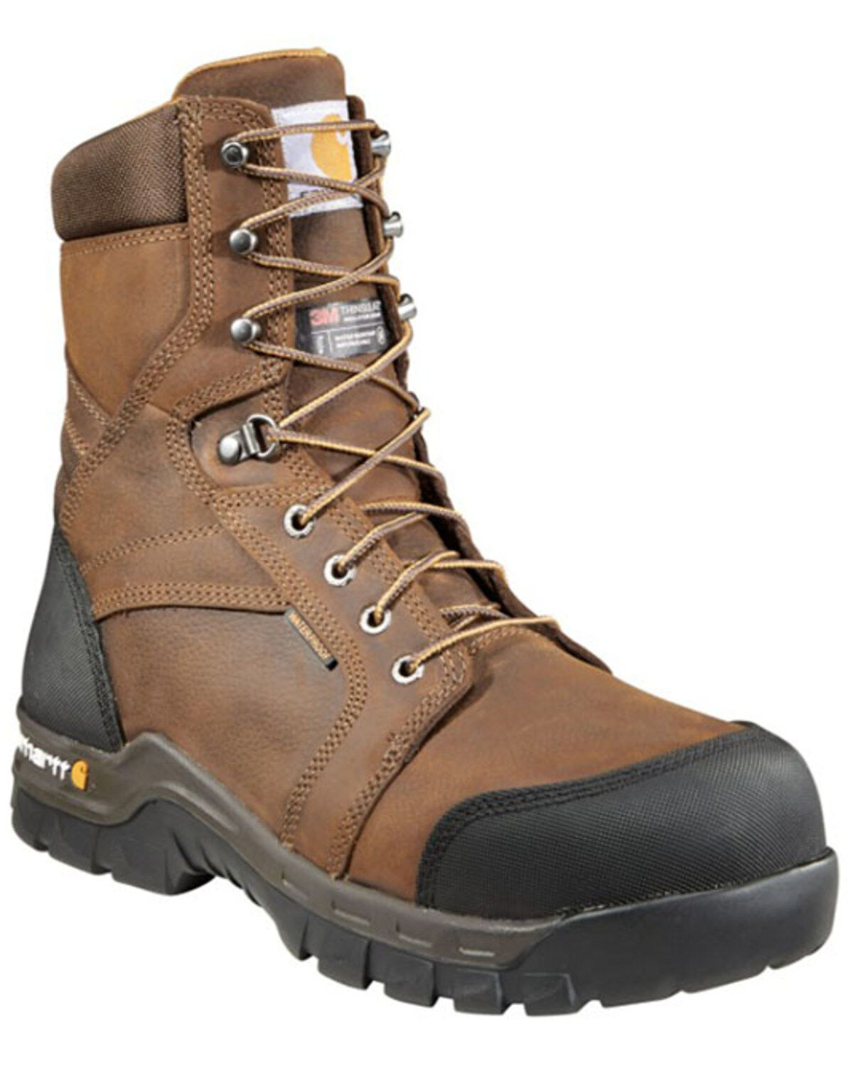 Image #1 - Carhartt Men's 8" Rugged Flex&reg; Waterproof Insulated Work Boots - Composite Toe, Dark Brown, hi-res