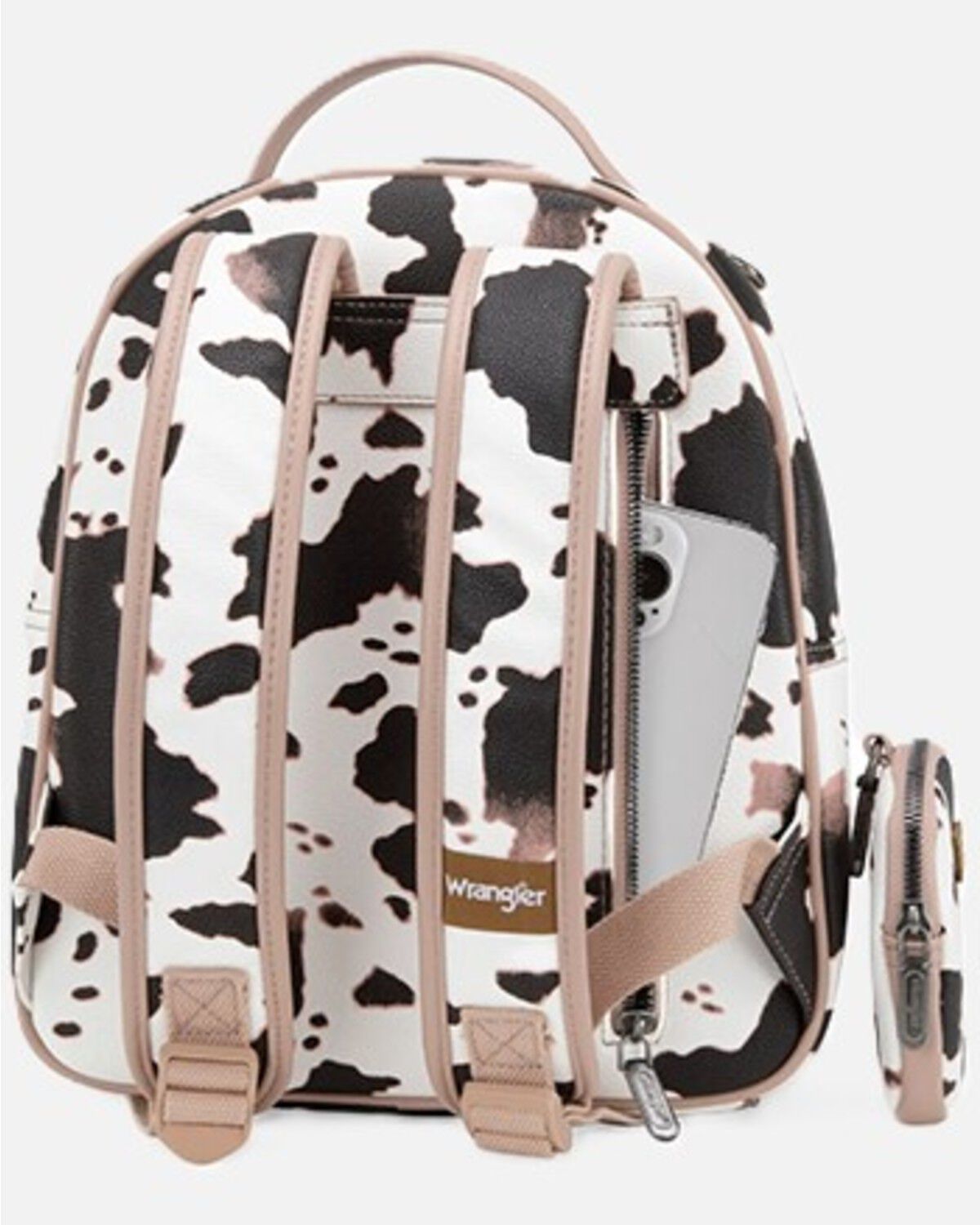 Image #3 - Wrangler Women's Cow Print Backpack with Coin Pouch, Pink, hi-res