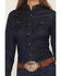 Image #5 - Shyanne Women's Bella Dark Wash Denim Long Sleeve Button-Down Stretch Western Shirt, Dark Wash, hi-res