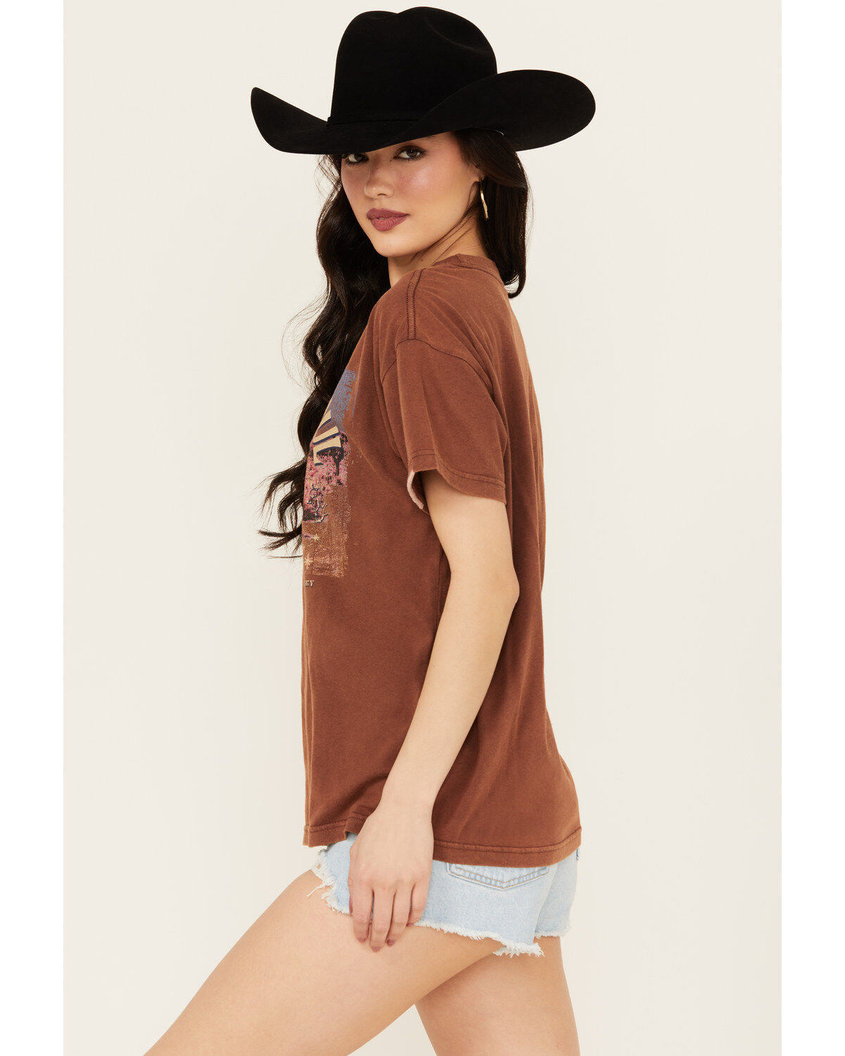 Image #2 - Cleo + Wolf Women's Free Your Soul Short Sleeve Cropped Graphic Tee, Chocolate, hi-res