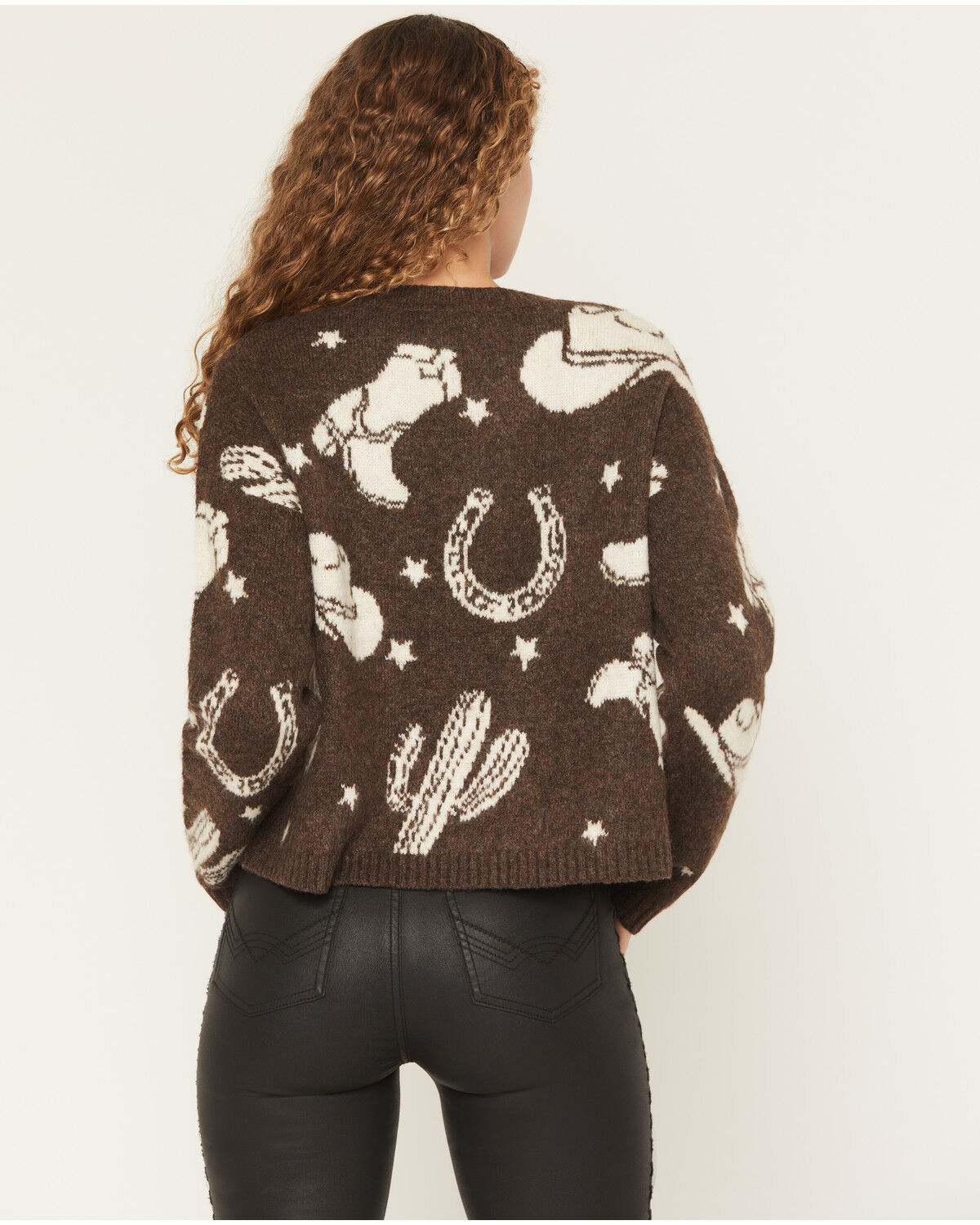 Image #4 - Idyllwind Women's Saddleridge Western Conversation Print Sweater, Pecan, hi-res