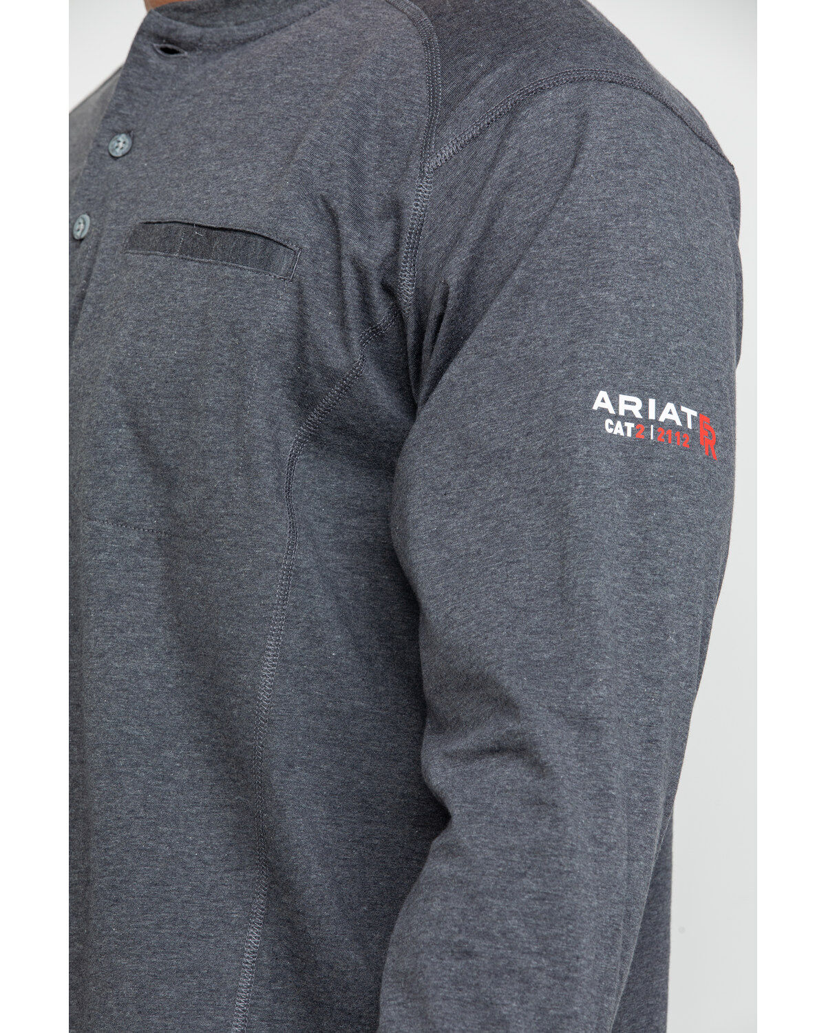 Image #4 - Ariat Men's FR Air Henley Long Sleeve Work Shirt - Big, Charcoal, hi-res