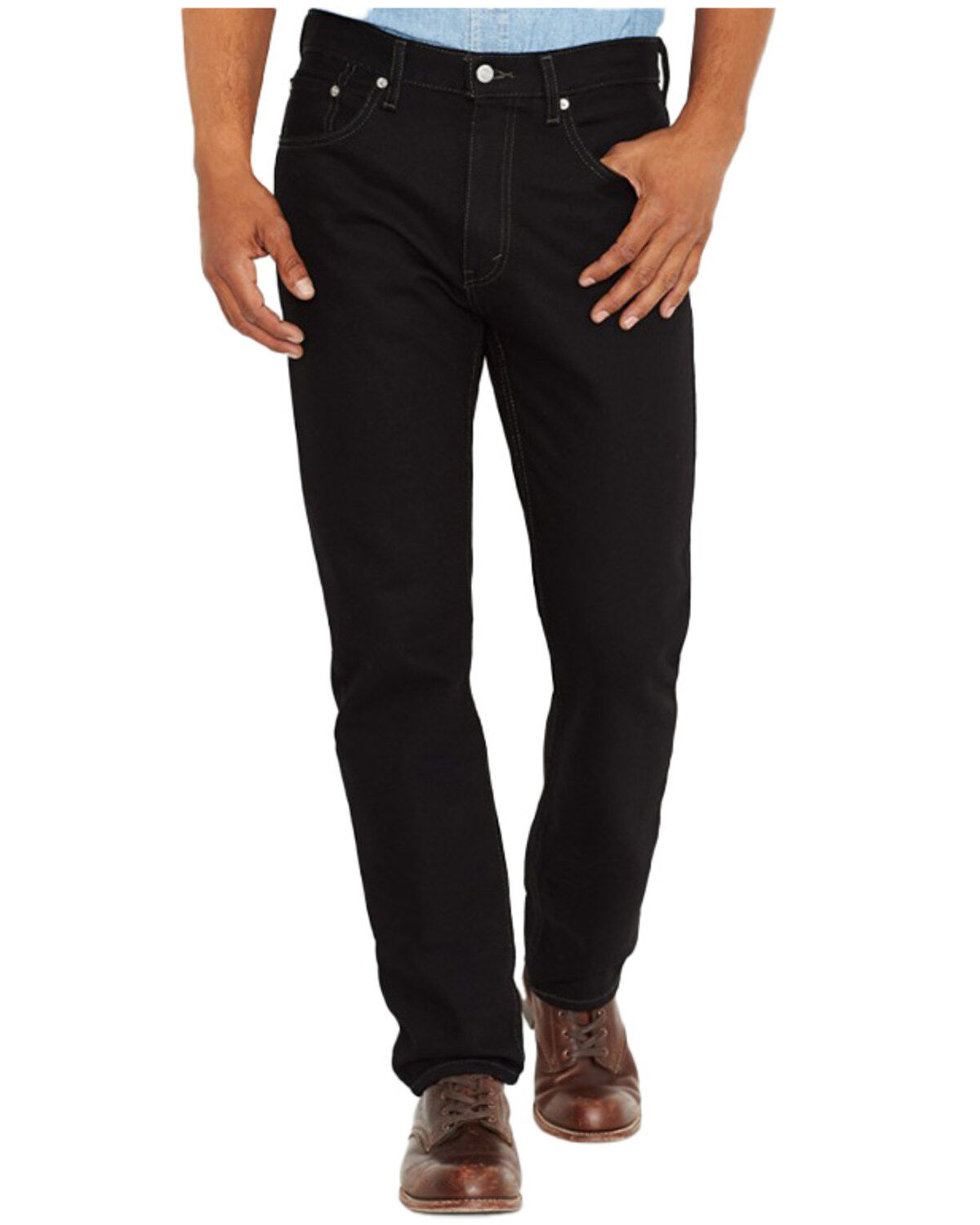 Image #1 - Levi's Men's 505 Prewashed Regular Straight Leg Denim Jeans, Black Out, hi-res