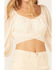 Image #3 - Beyond The Radar Women's Sheer Dot Puff Sleeve Crop Top, Cream, hi-res