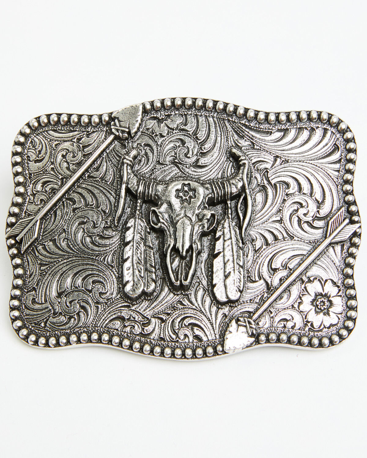 Cody James Buffalo Skull Belt Buckle, Silver, hi-res