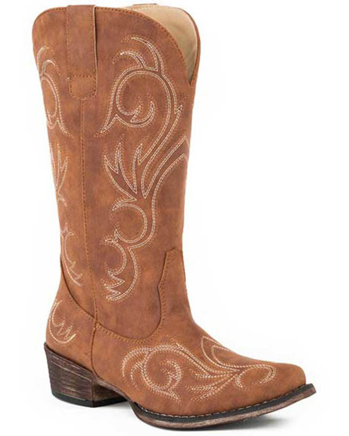 Roper Women's All Over Embroidery Western Boots - Snip Toe, Tan, hi-res