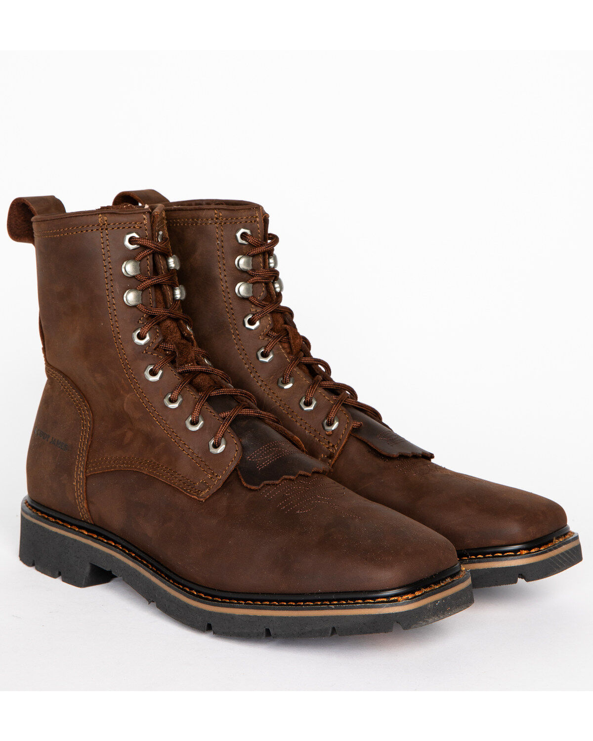 Cody James Men's 7" Mustang Lace-Up Kiltie Work Boots - Soft Toe, Brown, hi-res