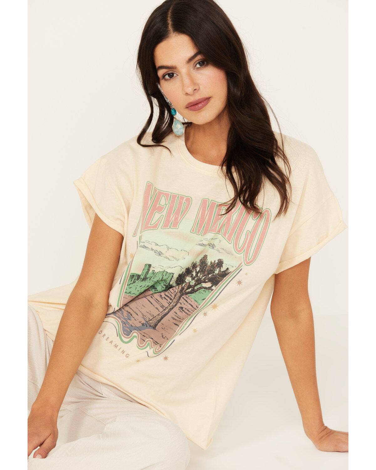 Cleo + Wolf Women's New Mexico Short Sleeve Graphic Tee, Sand, hi-res