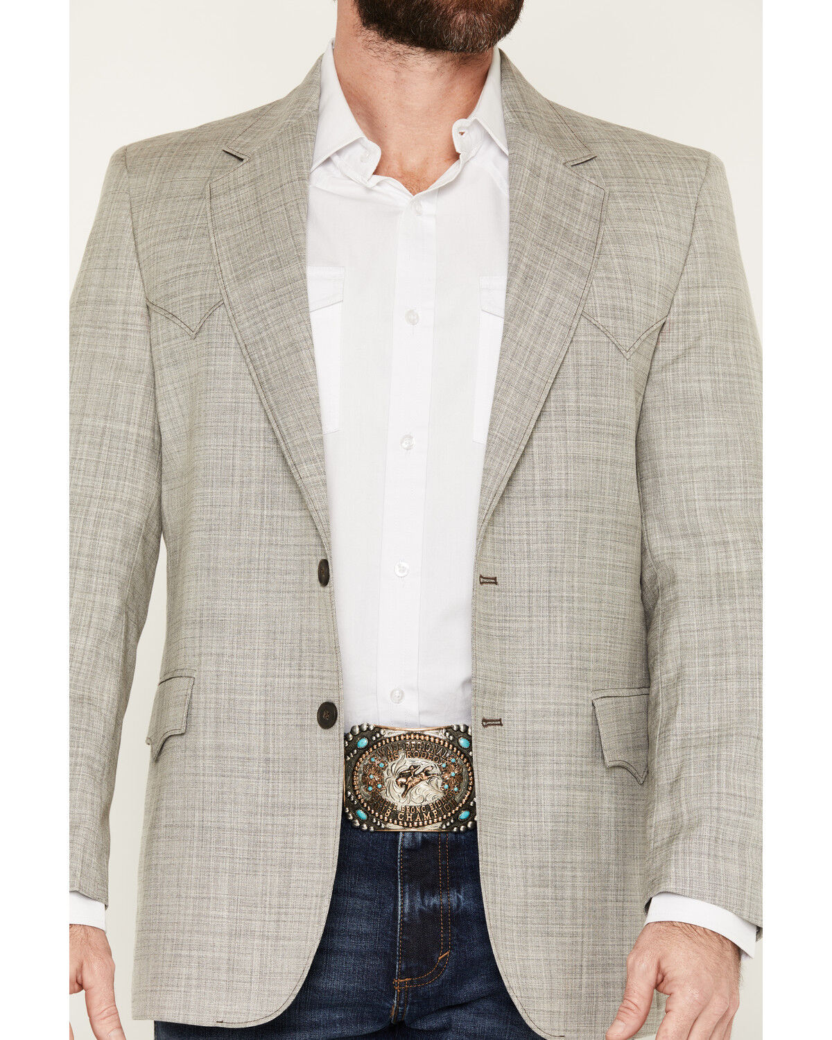 Image #3 - Circle S Men's Houston Button-Down Sportcoat - Big, Heather Grey, hi-res