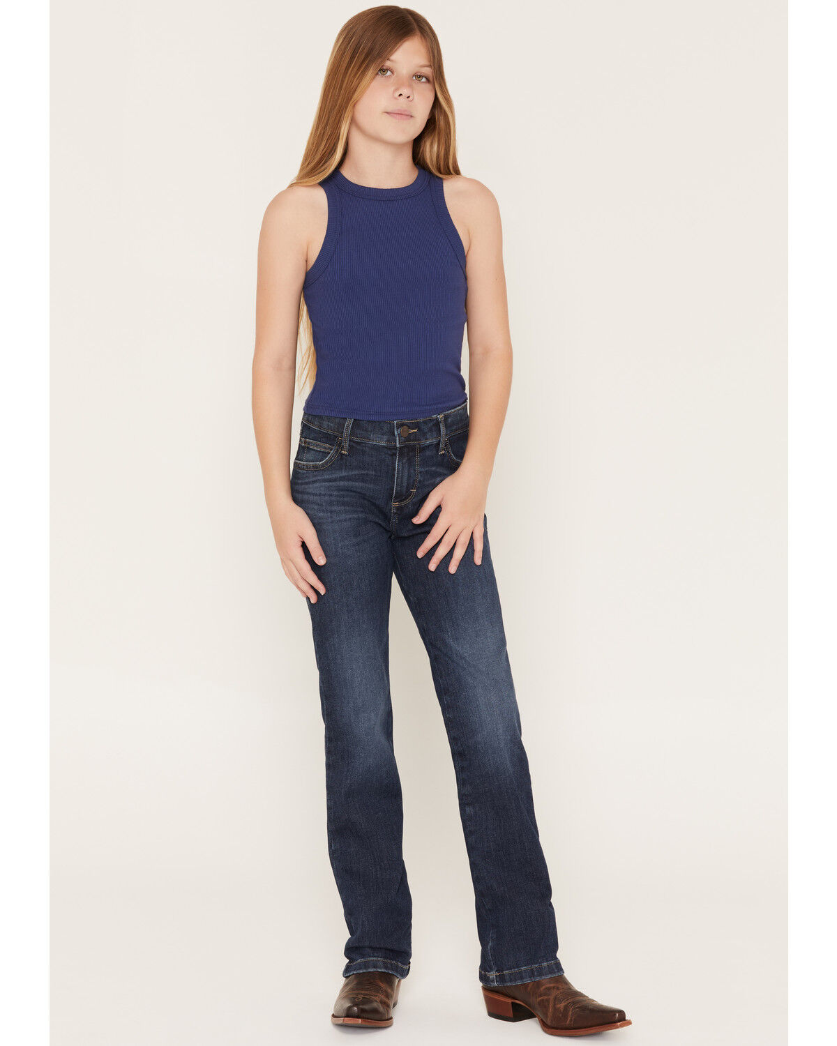Wrangler Girls' Bespoke Lacey Bootcut Stretch Denim Jeans, Medium Wash, hi-res