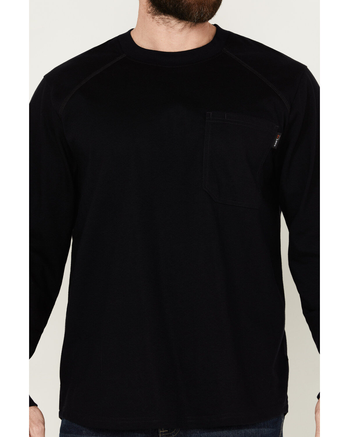 Image #3 - Hawx Men's FR Long Sleeve Pocket T-Shirt - Tall, Navy, hi-res