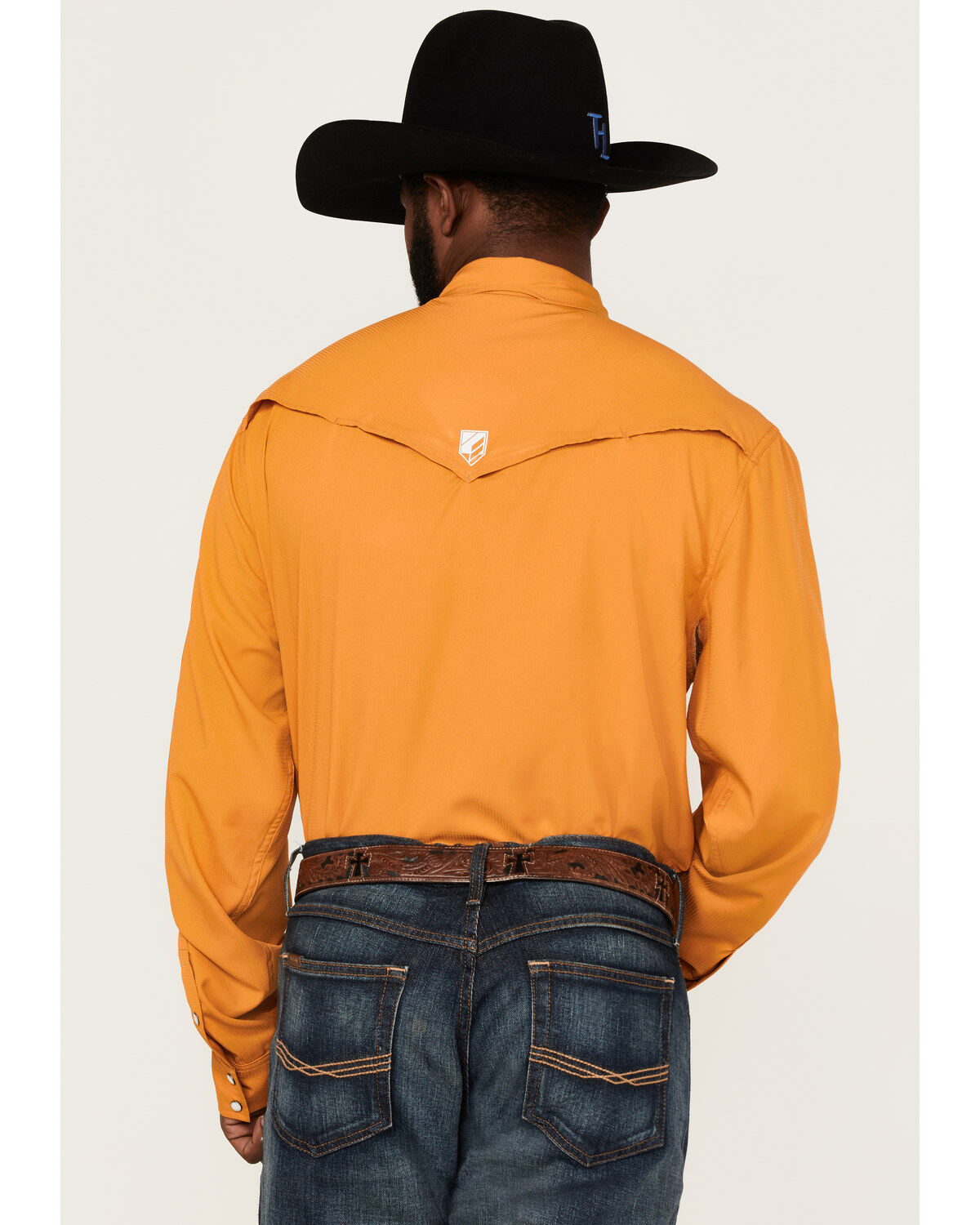 Image #4 - RANK 45&reg; Men's Solid Roughie Tech Long Sleeve Snap Western Shirt, Gold, hi-res
