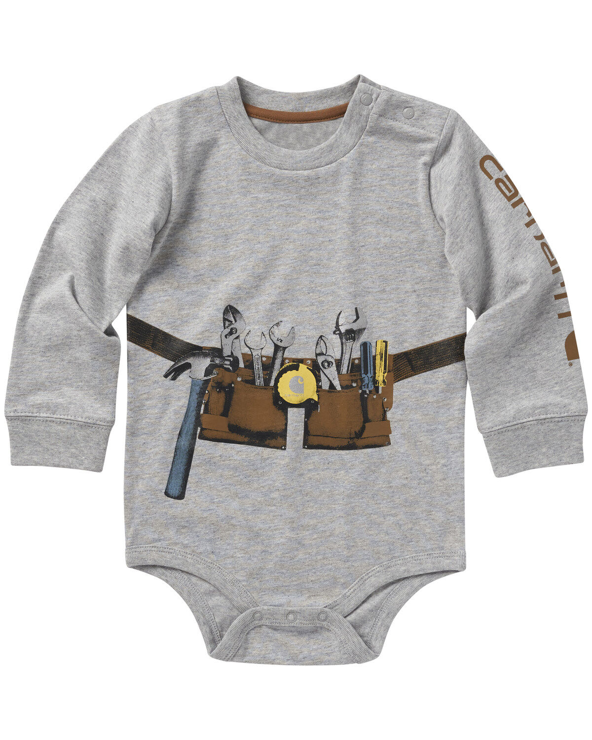 Image #1 - Carhartt Infant Boys' Toolbelt Long Sleeve Onesie, Grey, hi-res