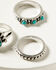 Image #3 - Shyanne Women's Turquoise and Silver-Toned Dotted Ring Set - 3 Piece, Silver, hi-res