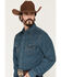 Image #2 - Wrangler Retro Men's Corduroy Solid Long Sleeve Snap Western Shirt, Indigo, hi-res