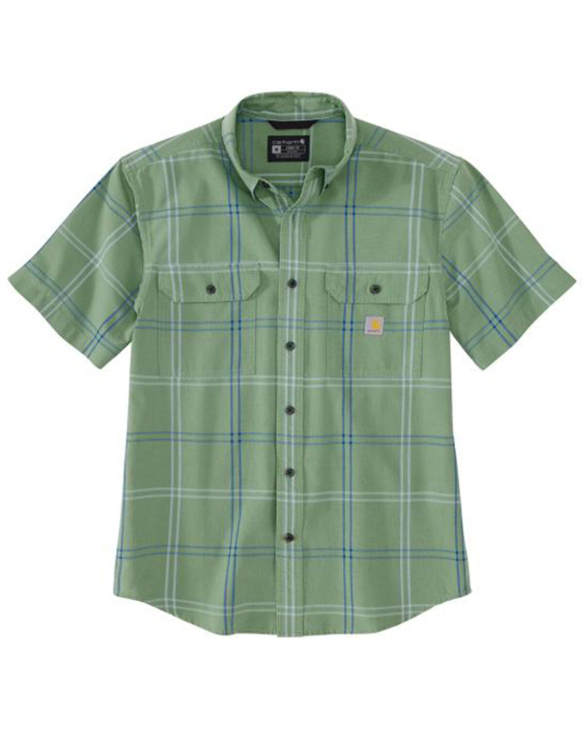 Image #1 - Carhartt Men's Loose Fit Midweight Plaid Print Short Sleeve Button-Down Shirt, Loden, hi-res