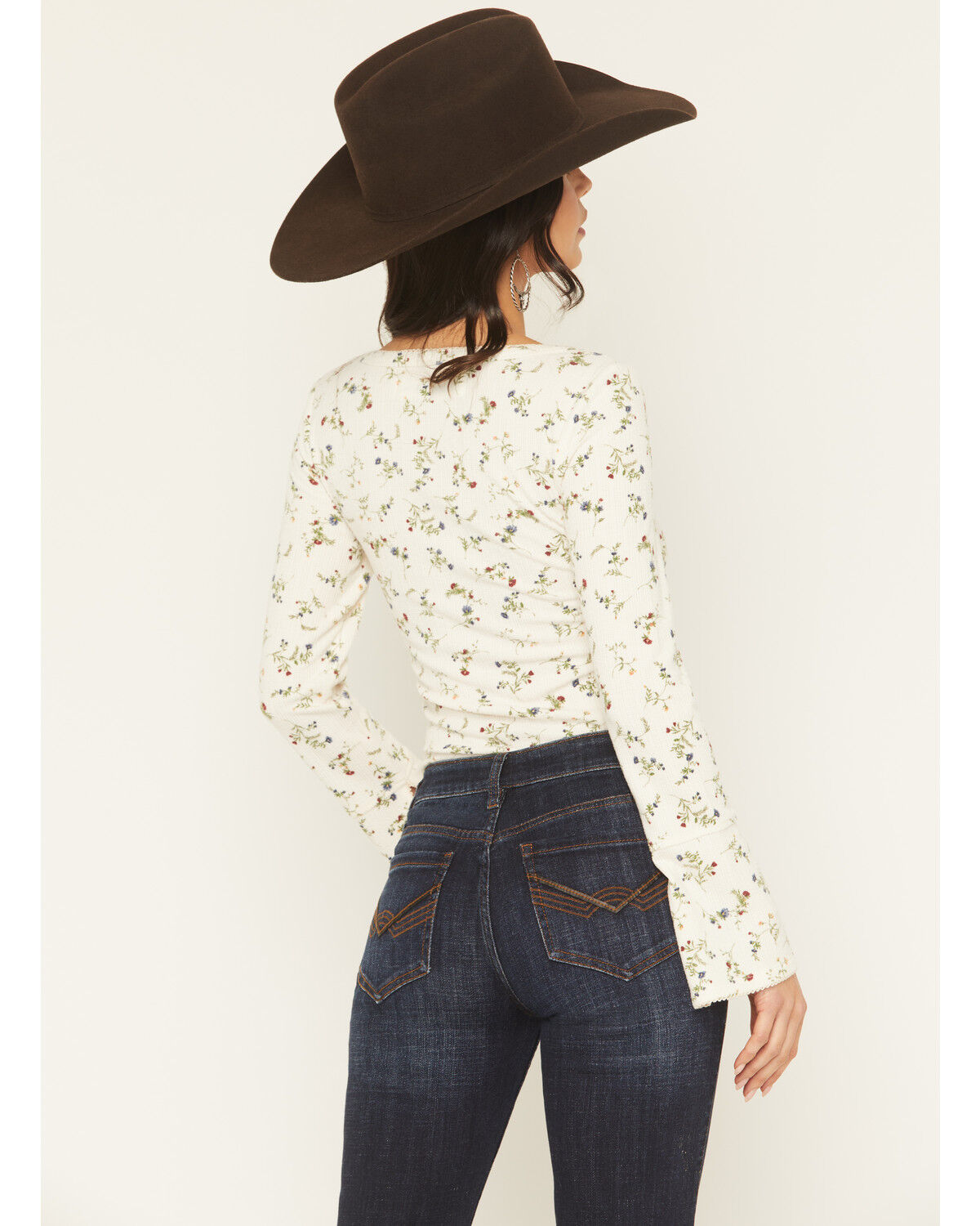 Image #5 - Idyllwind Women's Harborwood Floral Print Bell Long Sleeve Top, Cream, hi-res