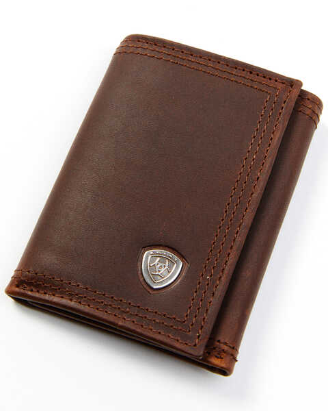 Image #1 - Ariat Men's Tri-Fold Leather Wallet, Sunshine, hi-res
