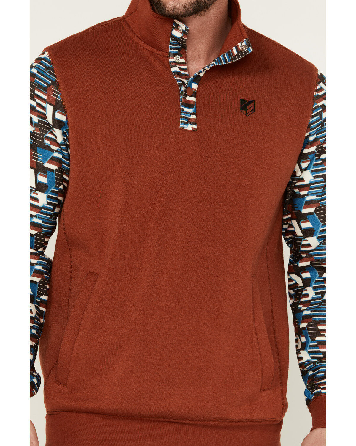 Image #3 - RANK 45&reg; Men's Baygen Colorblock Pullover, Dark Orange, hi-res