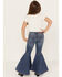 Image #3 - Shyanne Little Girls' Medium Wash Ruffle Trumpet Flare Jeans, Dark Medium Wash, hi-res