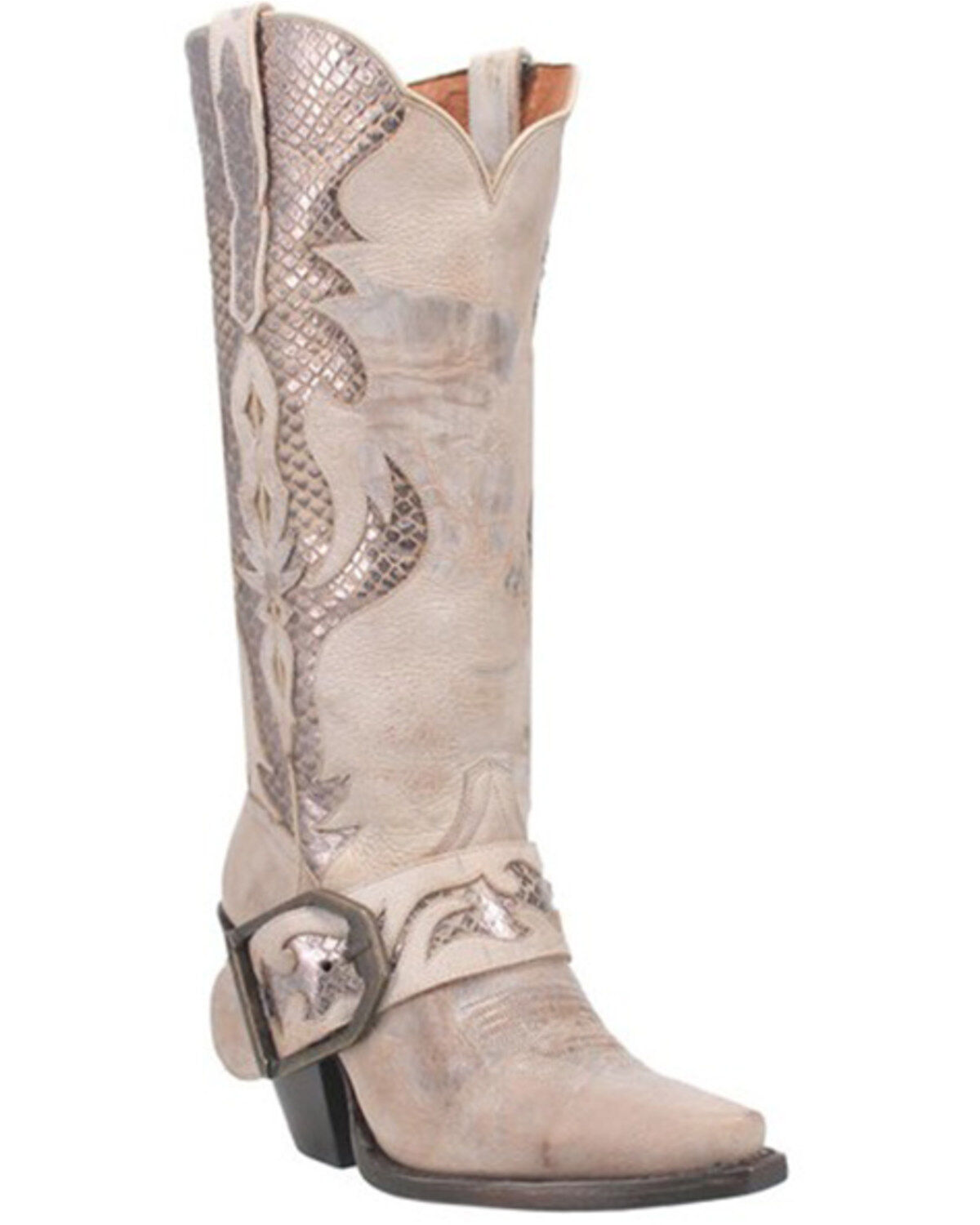Image #1 - Dan Post Women's Sydney Tall Western Boots - Snip Toe, Off White, hi-res