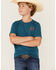 Image #1 - Cody James Boys' Barbed Cowboy Short Sleeve Graphic T-Shirt, Blue, hi-res