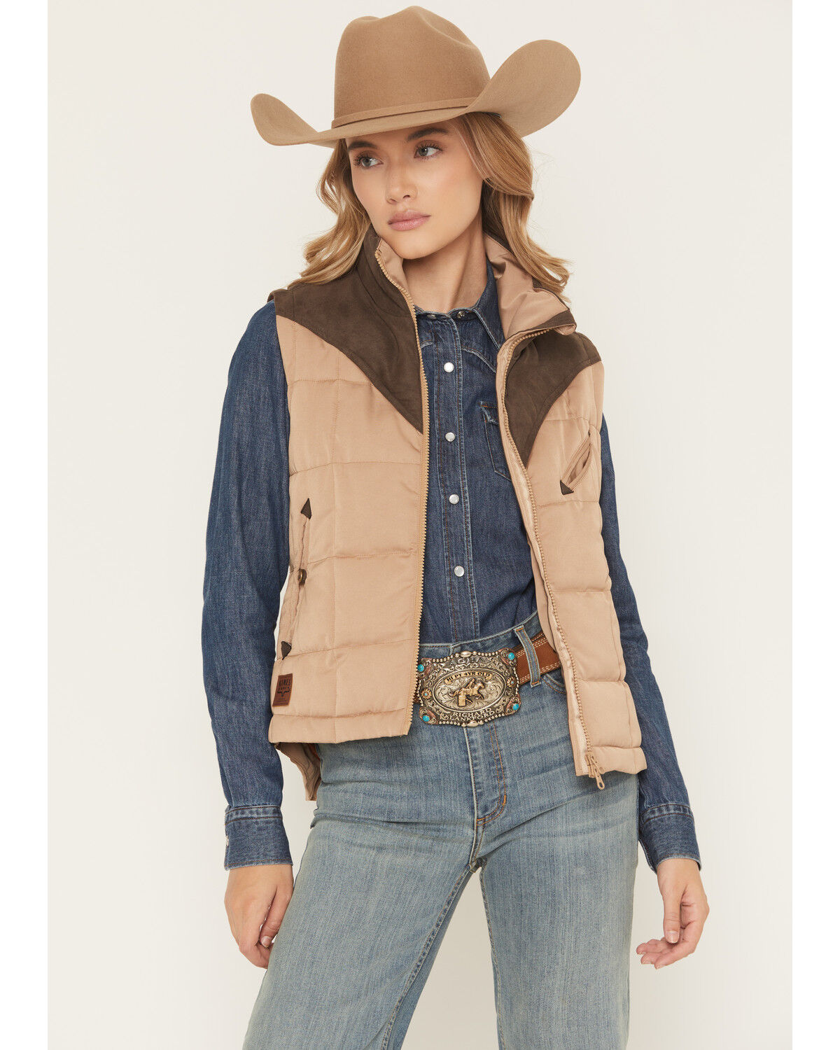 Image #1 - Kimes Ranch Women's Lenora Zip-Up Puffer Vest, Tan, hi-res