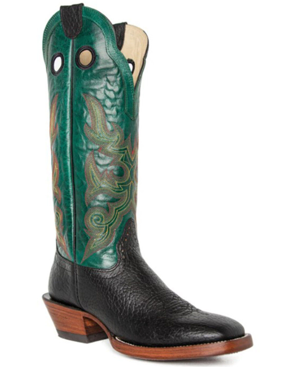 Image #1 - Hondo Boots Men's Bullhide Western Boots - Broad Square Toe, Black, hi-res