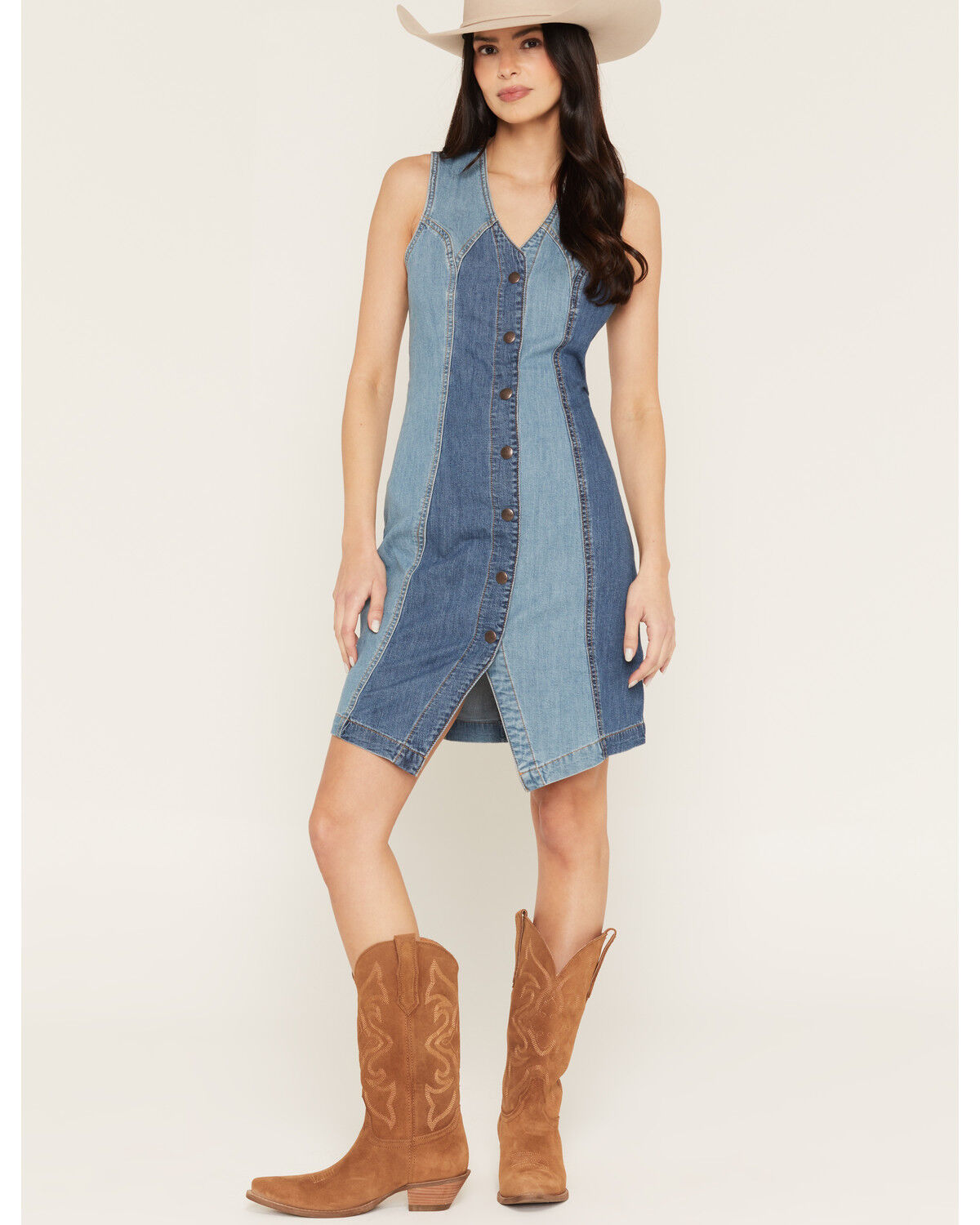 Wrangler Women's Patchwork Vest Mini Dress, Blue, hi-res