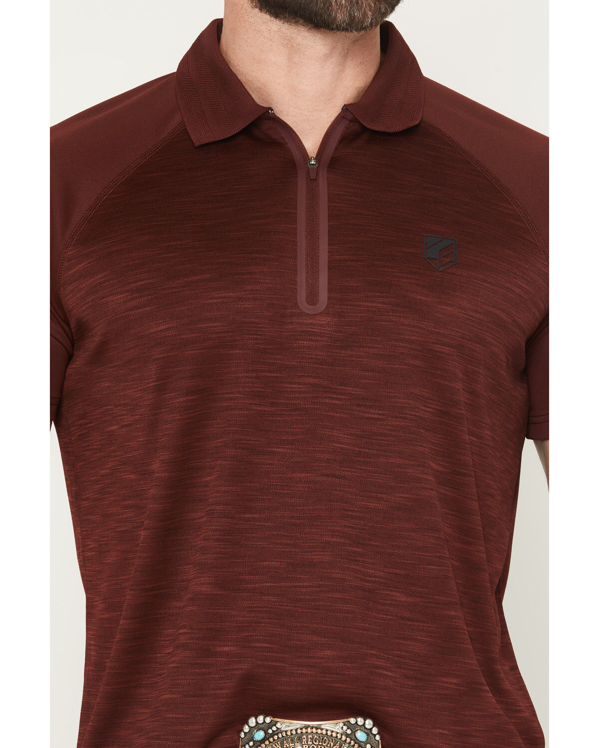 Image #3 - RANK 45&reg; Men's Marfa Solid 1/4 Zip Polo Shirt, Red, hi-res
