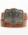 Image #1 - Shyanne Girls' Cross Buckle Floral Embossed Belt, Brown, hi-res