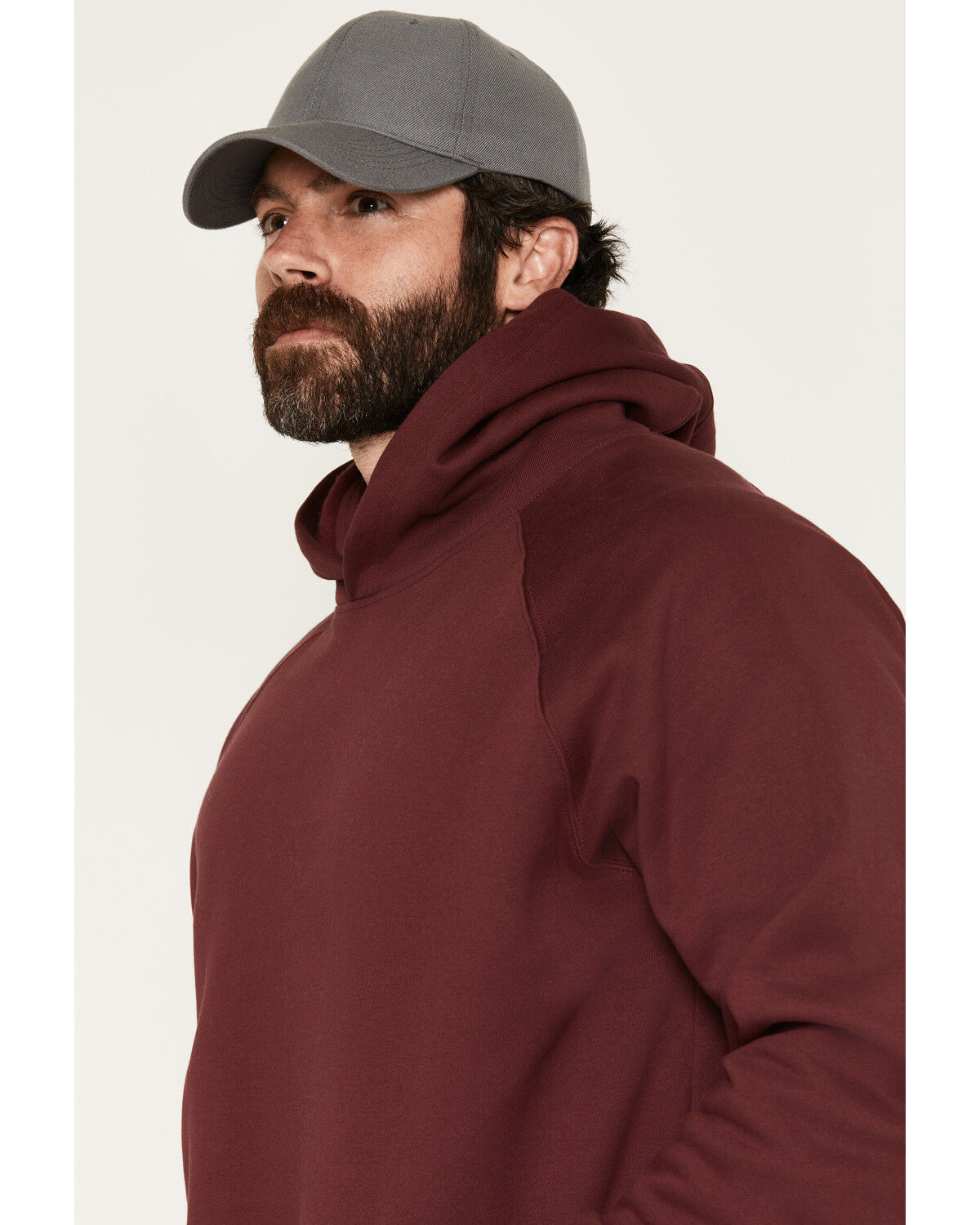 Image #2 - Forge Workwear Men's FR Hooded Sweatshirt, Burgundy, hi-res