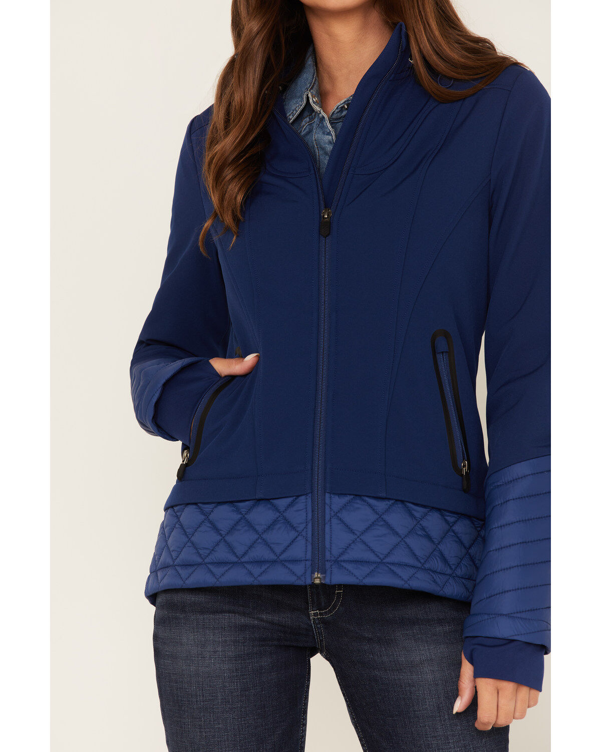 Image #2 - RANK 45&reg; Women's Seliana Hooded Hybrid Softshell Jacket, Royal Blue, hi-res