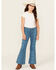 Image #1 - Rock & Roll Denim Girls' Southwestern Striped Flare Stretch Denim Jeans, , hi-res