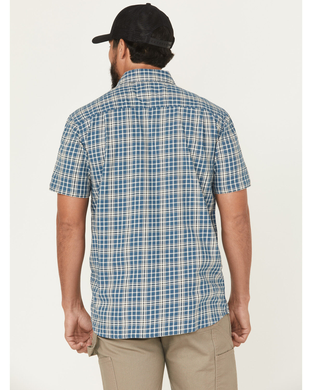 Image #4 - Carhartt Men's Rugged Flex&reg; Relaxed Fit Lightweight Plaid Print Short Sleeve Button-Down Work Shirt, Blue, hi-res