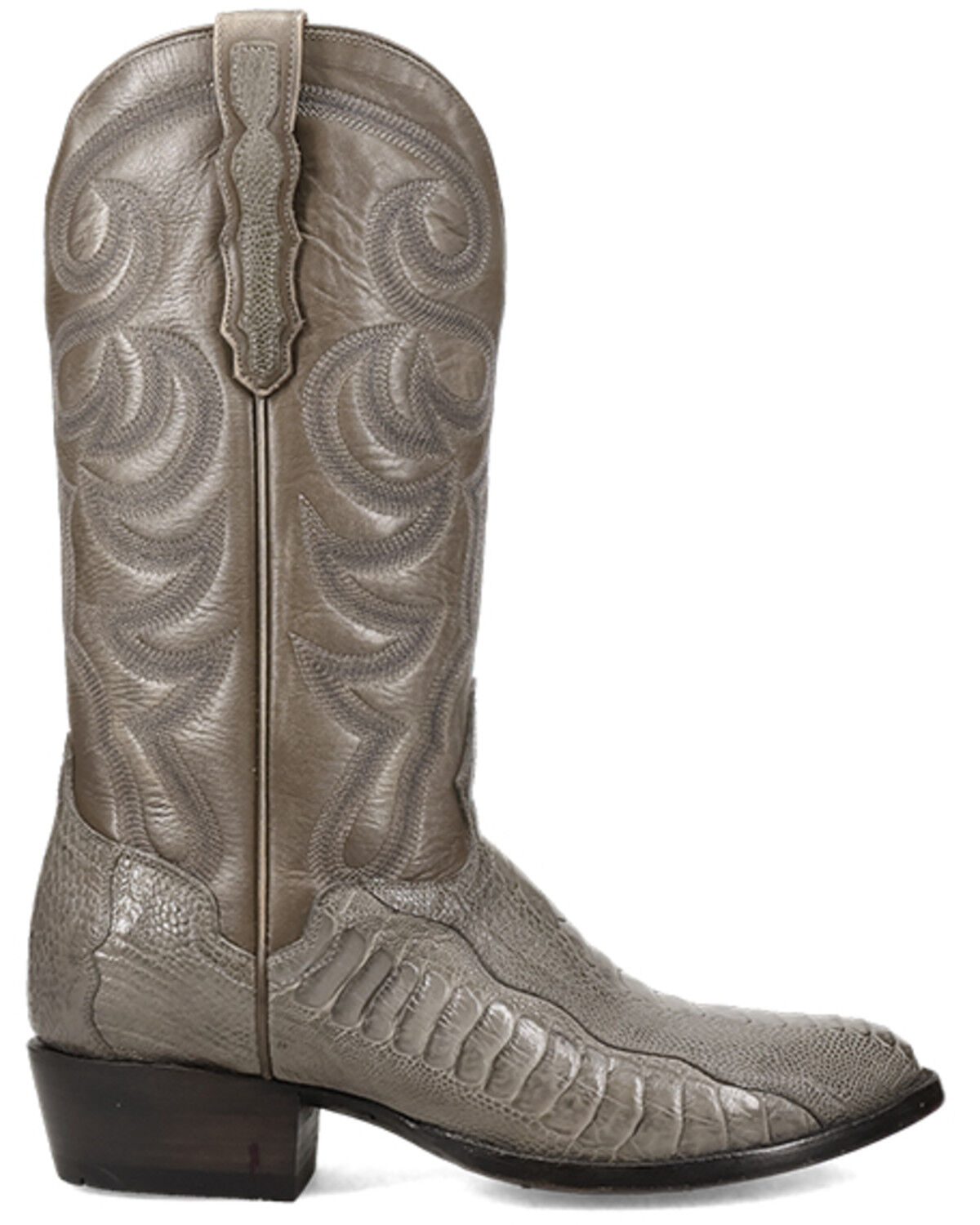 Image #2 - El Dorado Men's Exotic Ostrich Leg Tall Western Boots - Round Toe, Grey, hi-res