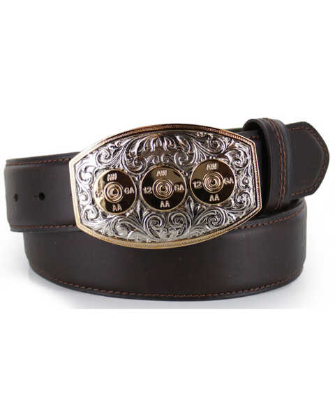 Image #1 - Cody James® Bullet Leather Belt, Brown, hi-res