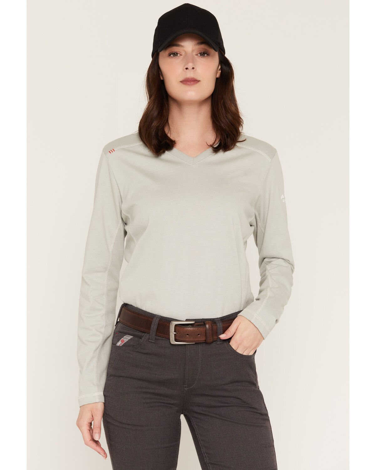 Image #1 - Ariat Women's FR AC Long Sleeve Work Top, Grey, hi-res
