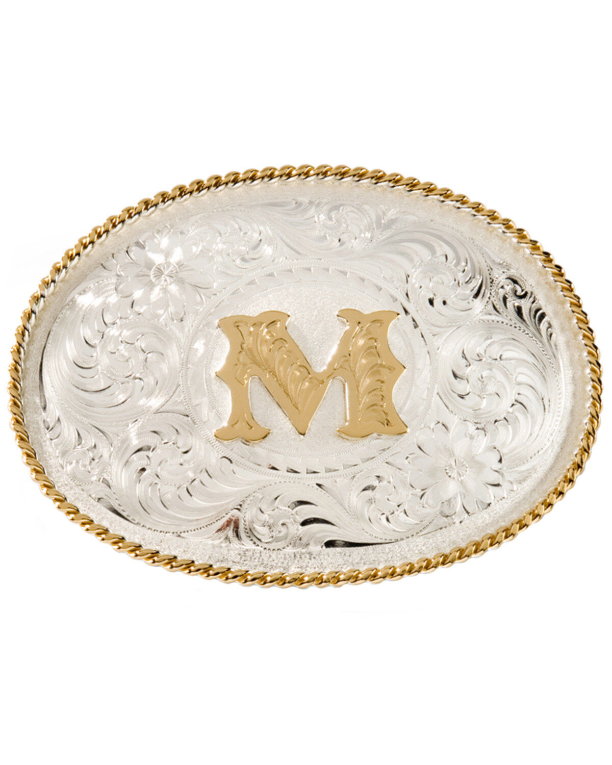 Image #1 - Montana Silversmiths Initial "M" Belt Buckle, Silver, hi-res