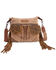 Image #1 - Wrangler Women's Fringe Floral Tooled Denim Crossbody Bag , Brown, hi-res