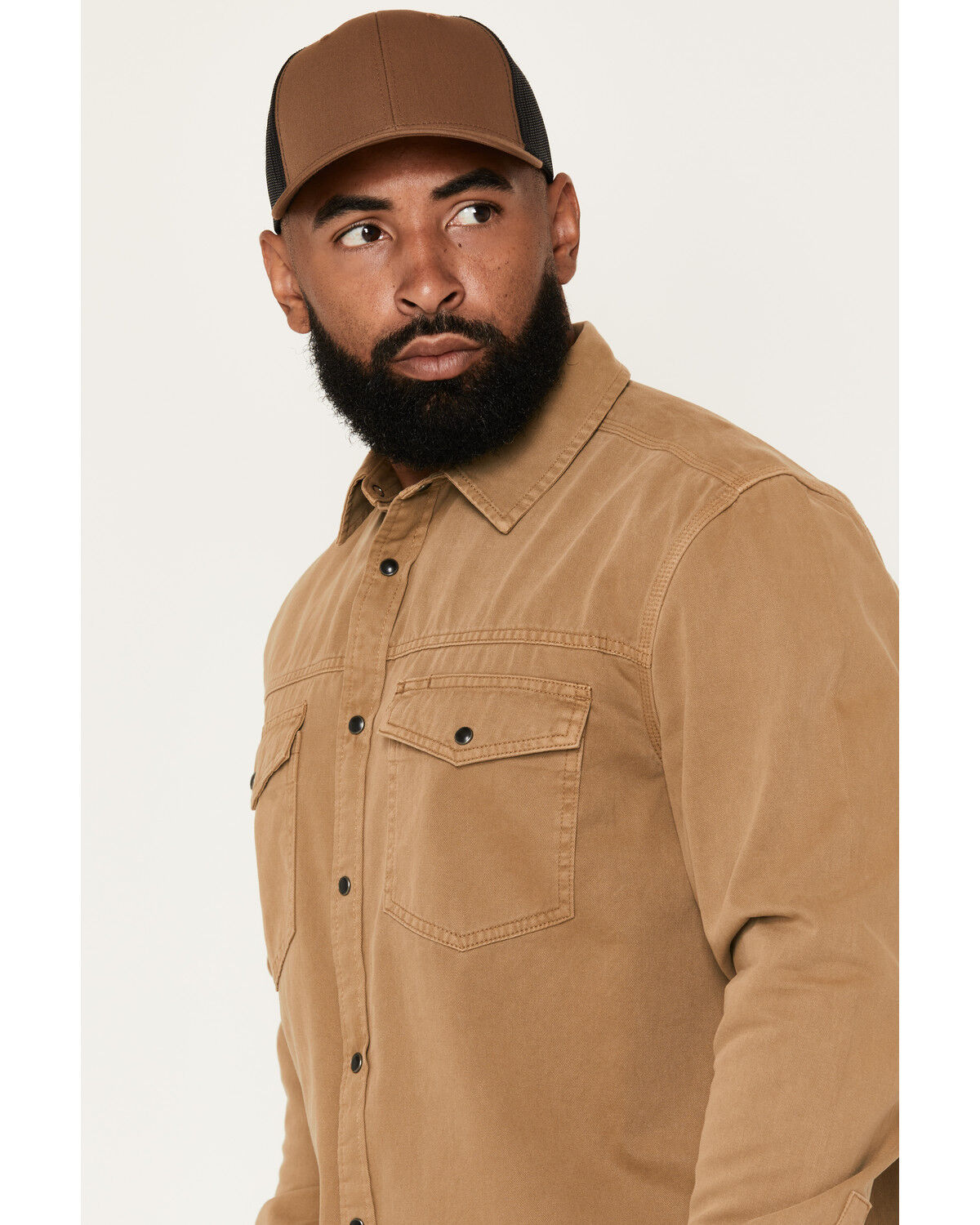 Image #2 - Hawx Men's Burr Solid Long Sleeve Snap Woven Work Shirt, Khaki, hi-res